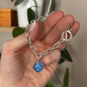 Sterling Silver Charm Bracelet with Murano Glass Dolphin Charm